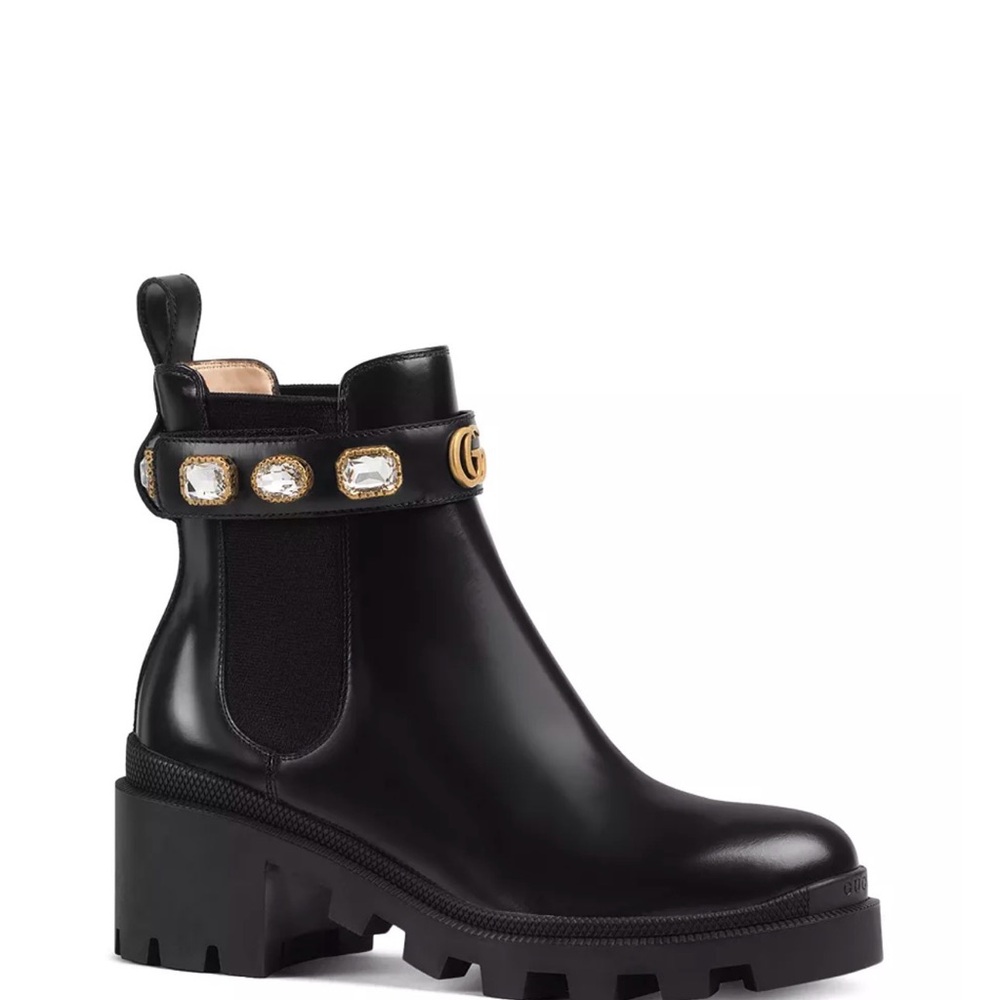Gucci Block Heeled Chelsea Boots with Embellishments